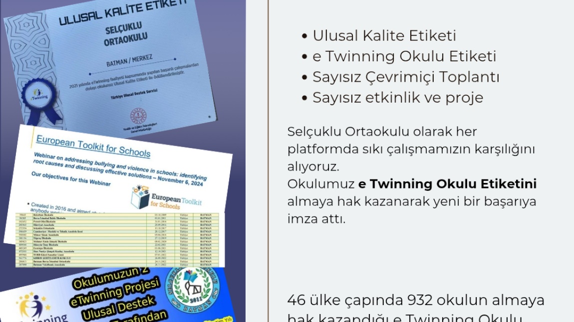 OKULUMUZ E TWİNNİNG OKULU ETİKETİ ALMAYA HAK KAZANDI